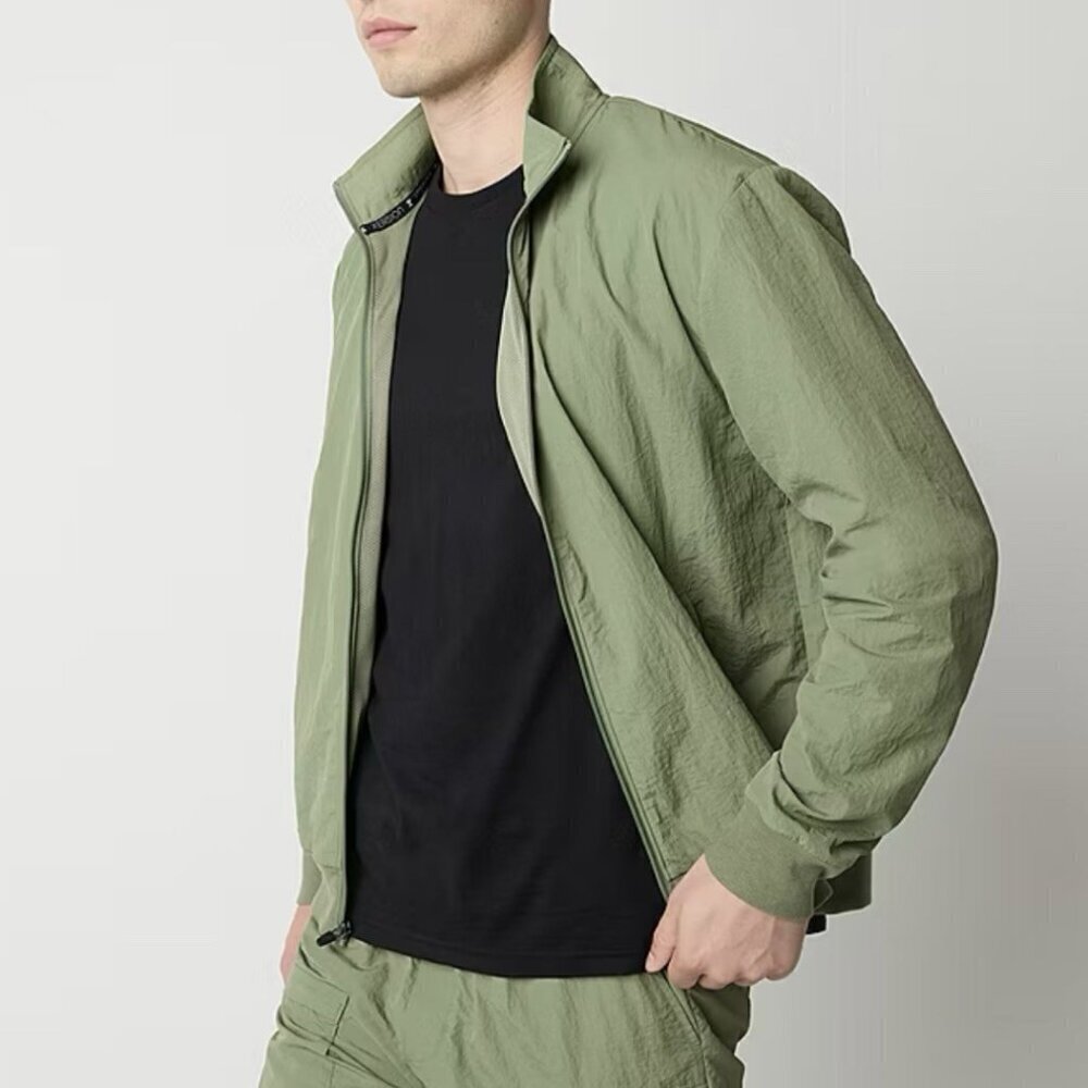 Xersion Men's Bomber Jacket Size M Green Full Zip Track Pockets Woven NWT $55